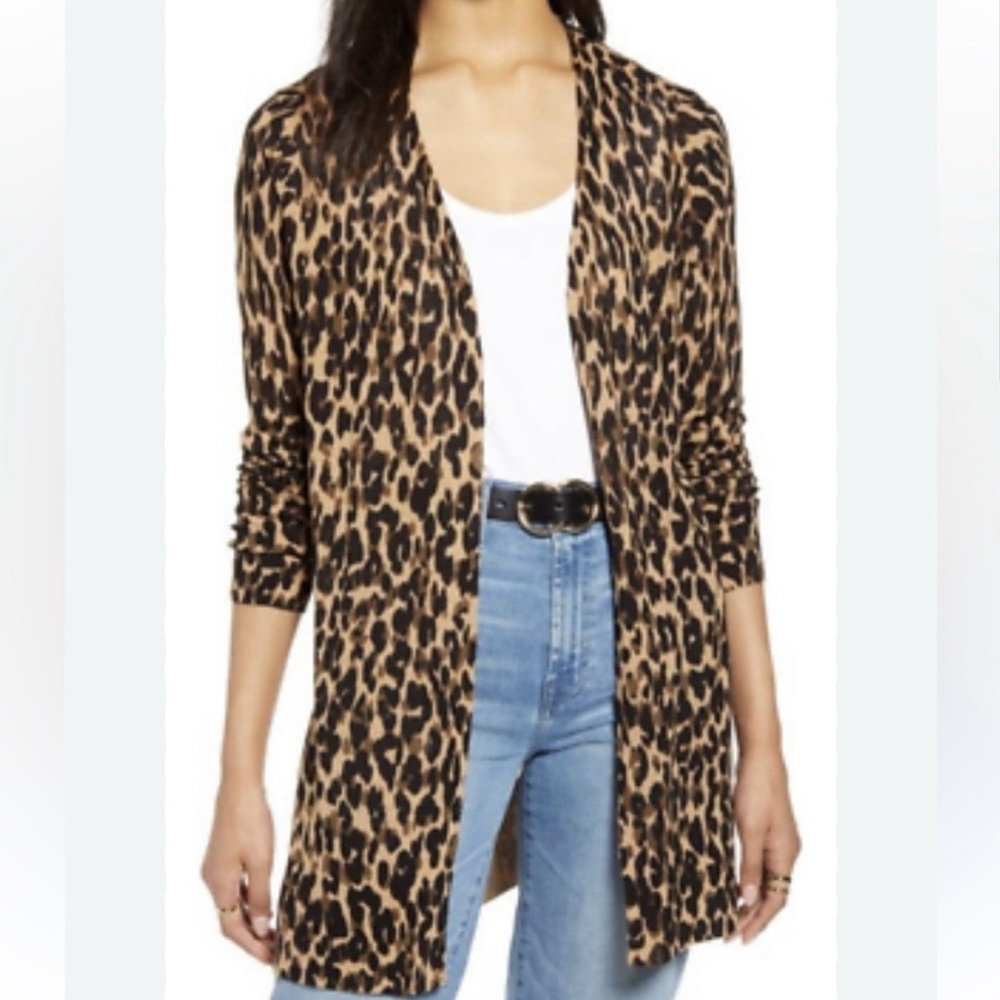 Leopard Print Open Front Cardigan